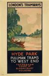 RENE BLAIR (DATES UNKNOWN). LONDONS TRAMWAYS / HYDE PARK. 1930. 29x19 inches, 75x50 cm.